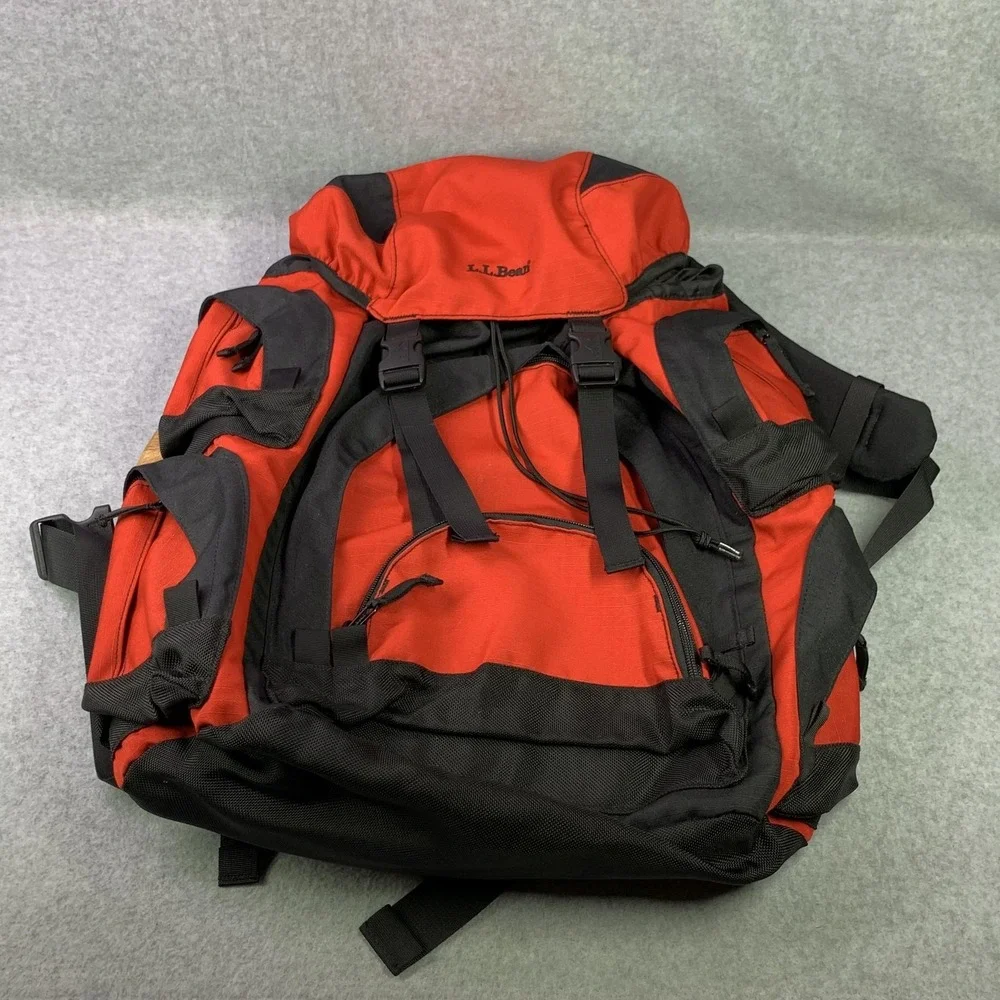 L.L.Bean Hiking Backpack Red Black LG Capacity Camping Pack Waist‎ Belt Hunting